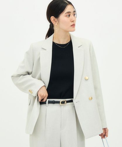 ウォッシャブルトリアセ混ノーカラー半袖ジャケット（6-0035-5-05-020
