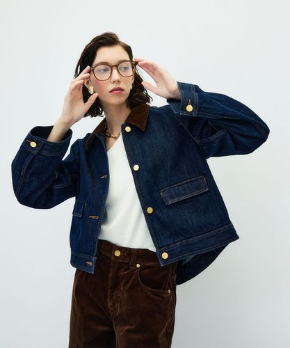 RM denim】コーデュロイ襟2WAYフレアショート丈Gジャン（6-0038-1-04