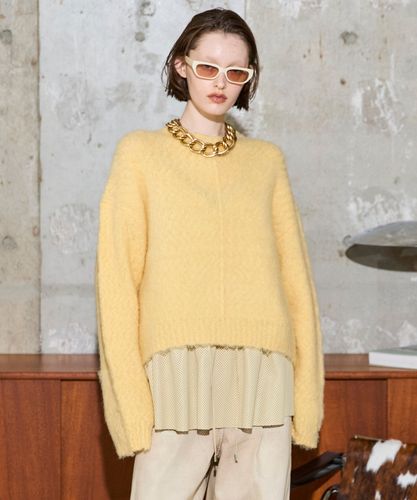 メゾンスペシャル　Ruffled Hem Chenille Knit Tops Ruffled Hem Chenille Knit Tops/ラッフルヘムモールニットトップス