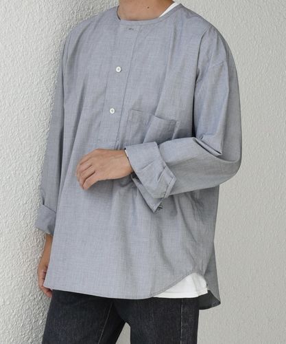 SHIPS any: ピュアリネン バンド スキッパー ハーフスリーブ プル