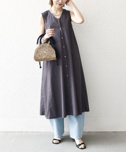 手洗い可能〉割繊 フラワー プリント ノースリーブ ワンピース