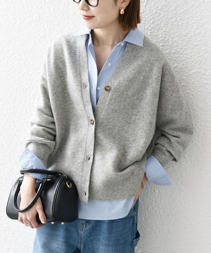 【新品タグ付】 リリーシルク クロップド ウール カシミア混紡 カーディガン 新品タグ付】 リリーシルク クロップド ウール カシミア混紡