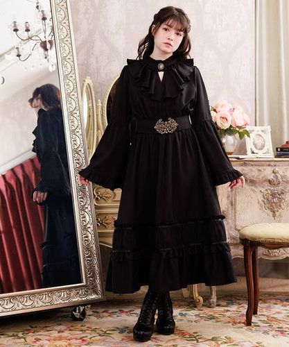 アクシーズファム 姫袖風ラッフルフリルワンピース 黒 CI361X108_448c1433f8edf33a7d25