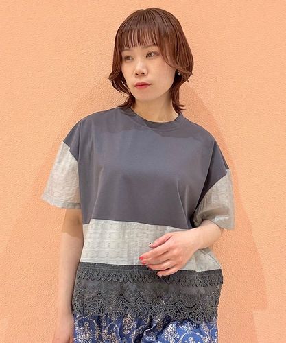 レース使い異素材切替プルオーバー | axes femme 公式オンライン
