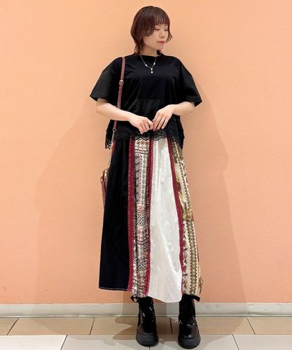 レース使いパッチワークスカート【期間限定価格】 | purple label