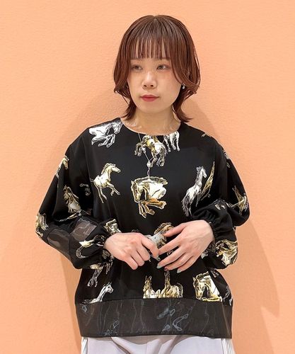 シアー切替ホース柄ブラウス | purple label | axes femme 公式