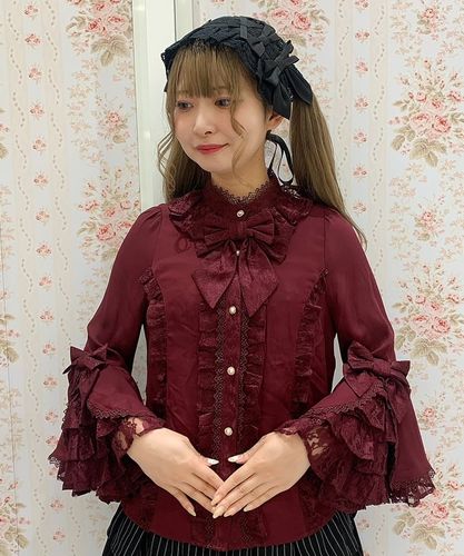 axes femme レーシートッパーカーディガン　ピンク　姫袖　レース　森姫 axes femme レーシートッパーカーディガン ピンク 姫袖 レース