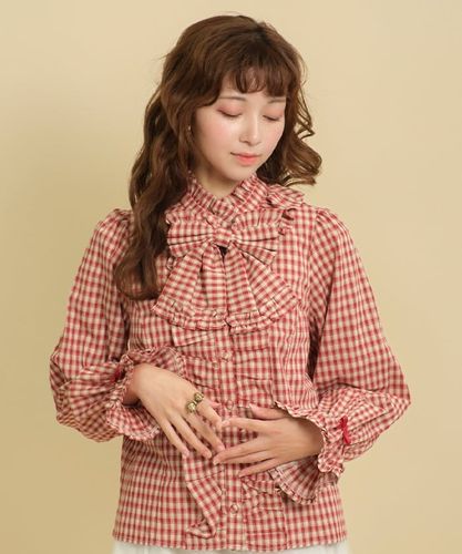 【新品 タグ付】axes femme kawaii チェックブラウス 赤 LD91X13S_5e11338f4bdf1132cfb08