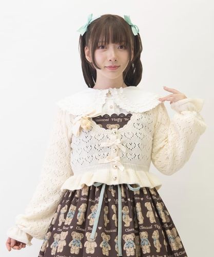 axes femme kawaii クマブローチニットボレロ ブラウン M クマブローチニットボレロ | kawaii | axes femme online shop
