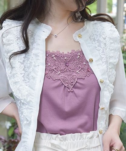 ☆Ungrid☆レース刺繍タンク ungrid カラー刺繍レースタンク | ヤマダウェブコム