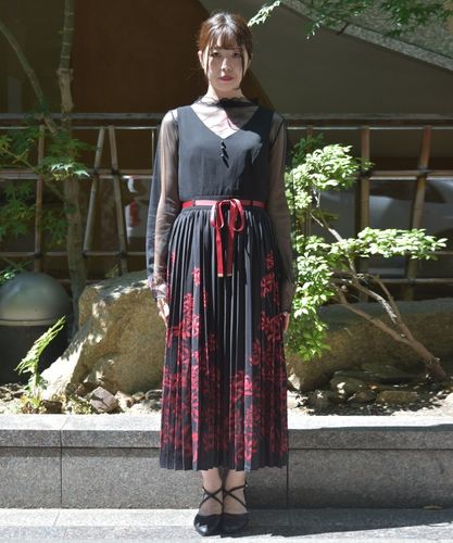 完売品美品❀彼岸花プリーツフレアスカート浴衣着物夏服和風和柄オケージョンaxes 完売品美品❀彼岸花プリーツフレアスカート浴衣着物夏服和風和柄