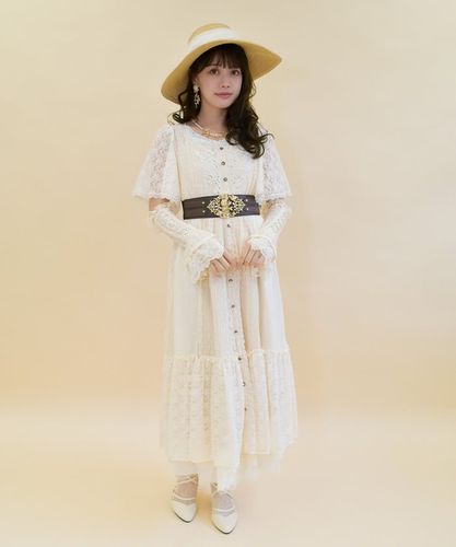 amerivintage レースドレス Ameri VINTAGE フラワー柄パッチワーク風レースグレードレス (S