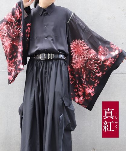 REZEN 蝶✖️花火プリント和袖シャツ 蝶×花火プリント和袖シャツ【期間限定価格・SALE2点10％対象】 | AXES