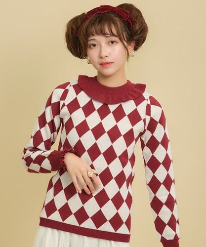 ダイヤ柄ニットプルオーバー | kawaii | axes femme online shop