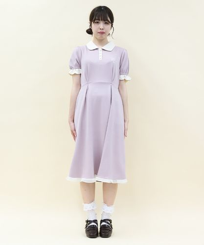 バイカラースムースポロワンピース【期間限定価格】【2点10%OFF