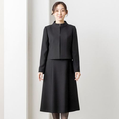 ロングジャケットのアンサンブル 15号・ブラック｜東京ソワール