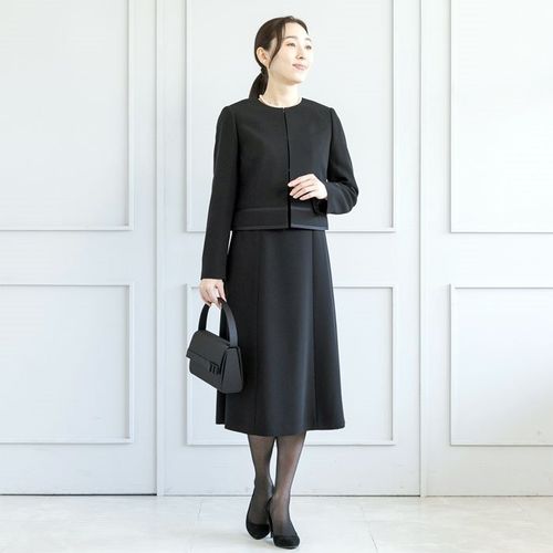 洗える｜前開きロングワンピのアンサンブル 13号・ブラック｜東京