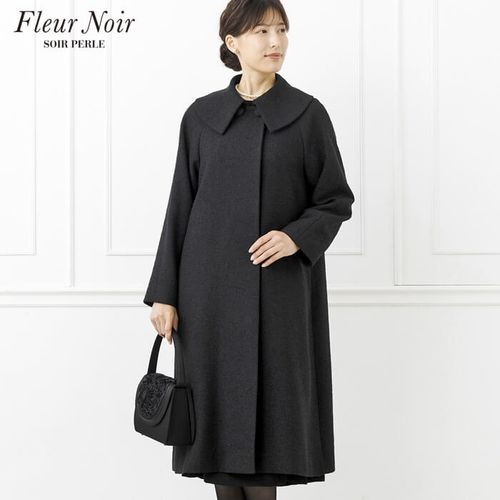 1368 【東京ソワール】 ロングコート　(L)　ブラック　シンプル 0109440_0d378fb249cf224b248cda
