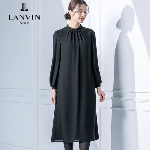 ランバンオンブルー　ノーカラージャケット　ブルゾン　黒　飾りリボン　フォーマル リボンブローチテーラードジャケット | LANVIN en Bleu (Women