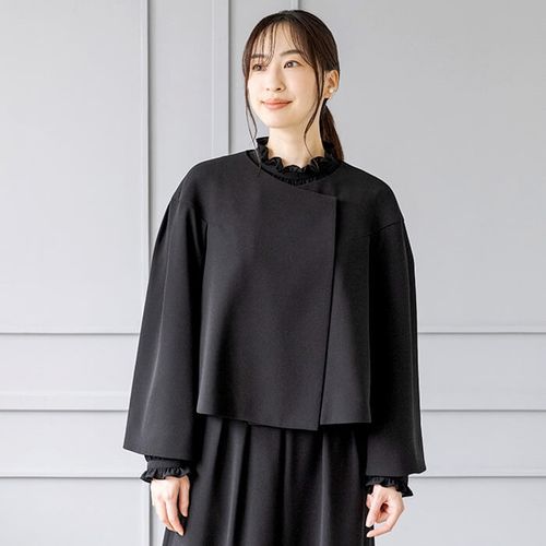 ⭐️ほんぽちゃんさん専用　ノーカラーボタンレスジャケット 洗える｜ノーカラーのシンプルなジャケット 9号・ブラック｜東京