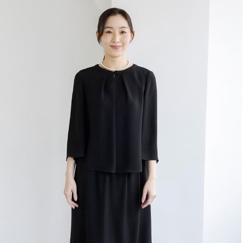 洗える｜ドレープが美しい長袖ブラウス 9号・ブラック｜東京ソワール