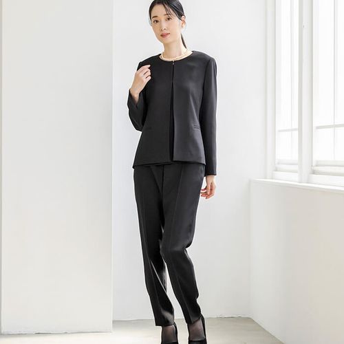 新品フォーマルパンツスーツ21号シルク混ブラック3L Callarus 喪服 レディース パンツスーツ 礼服 ブラック