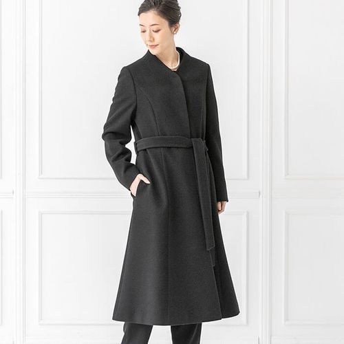 ショールカラーのウールコート 5号・ブラック｜東京ソワール