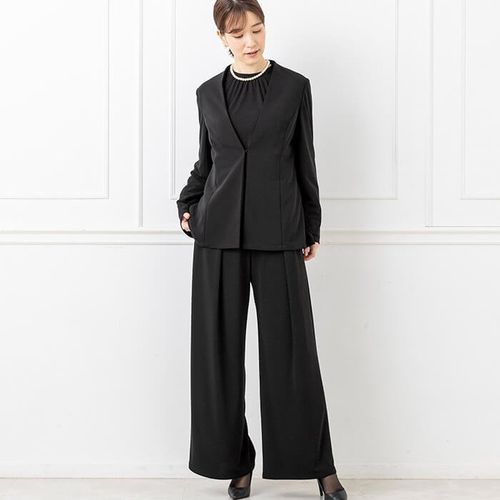 【size 1】UNTITLED ブラックスーツ パンツスーツ 洗える｜ブラウス付きパンツスーツ 11号・ブラック｜東京ソワール