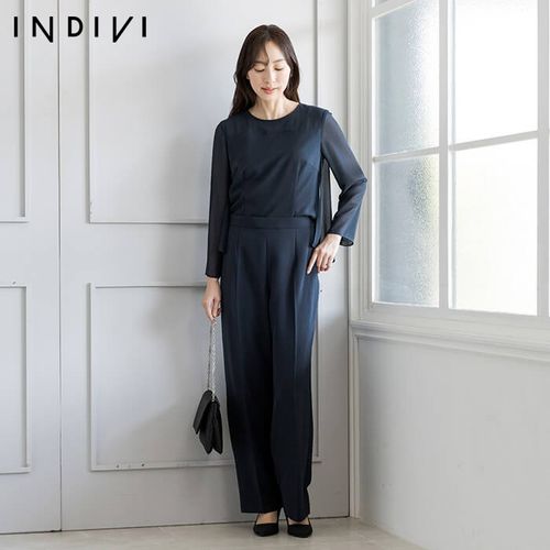 15号～19号｜リボン刺繍がポイントのセットアップ 19号・ネイビー