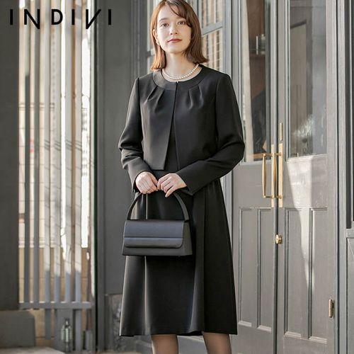 INDIVI × 東京ソワール ノーカラージャケット ブラックフォーマル 38 4103832_861429b02faff42dd2d965