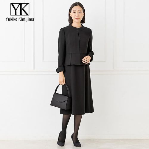 ブラックフォーマル S～4L】フレアカラーアンサンブル【礼服／喪服／ブラック