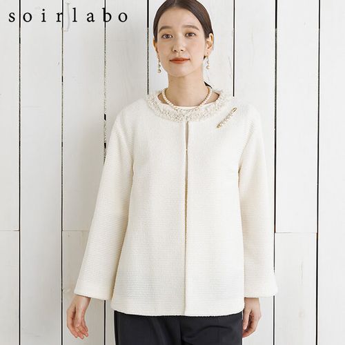 美品★ジバンシー 東京ソワール★シルク100 ジャケット フォーマル ノーカラー ジャケット(4310611)9号・ブラック|フォーマルメッセージ