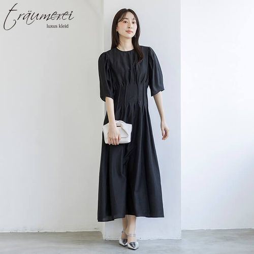 ピンドットプリントのワンピース M・ブラック｜東京ソワール