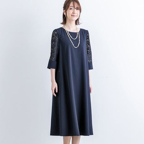 ティアードの前開きワンピース 15号・ネイビー｜東京ソワール
