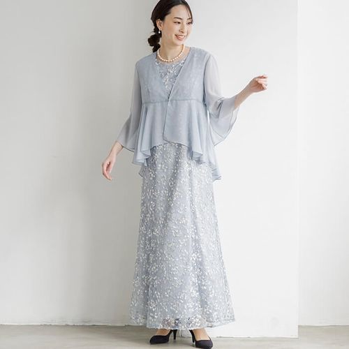 EMOTIONALL DRESSES 東京ソワール ロングドレス 光沢 シルバー 新品タグ無し 東京ソワール エモーショナルドレッシーズ ロング