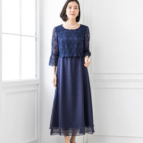 ワンピース　新品　グレー　M フォロー割-200円 小さいサイズ】ドッキングニットシルエットワンピース