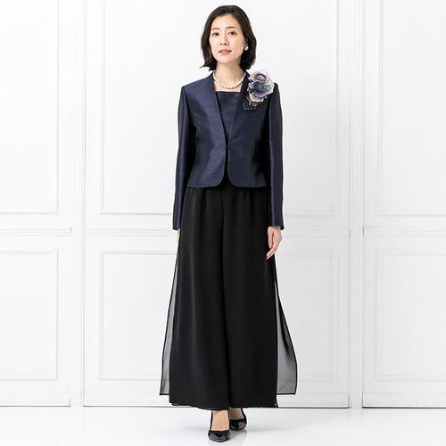 ソワールドルチェ】ワイドパンツ(6407200)9号(M)・ブラック