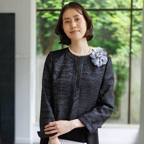 現行 東京ソワール SOIR DOLCE ストーンの光がポイントのジャケット S ジャケット(6410118)15号・ブラック｜東京ソワールオンラインストア