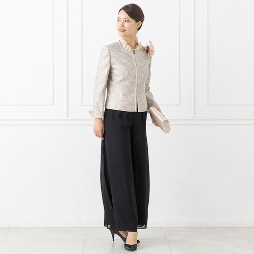 フリルカラーのフォーマルジャケット 9号・グレー｜東京ソワール