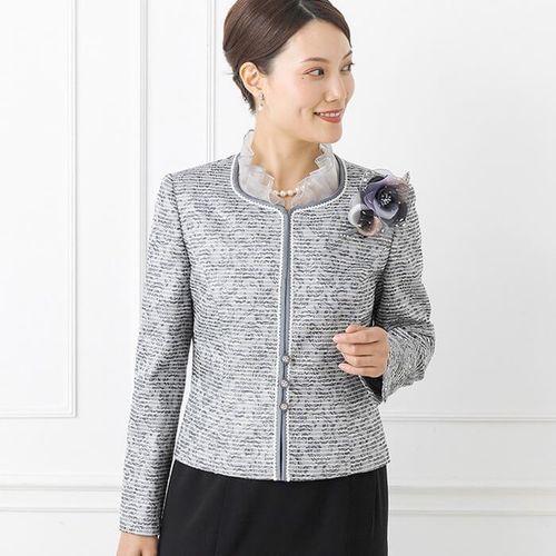 karen walker グレー 花柄 ジャケット UK 8 セール】Lady mode flower ジャガードジャケット（テーラード