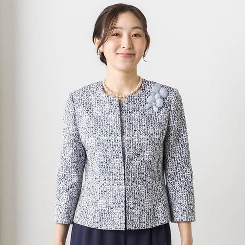 karen walker グレー 花柄 ジャケット UK 8 軽やかな花柄ジャカードジャケット 9号・グレー｜東京ソワール
