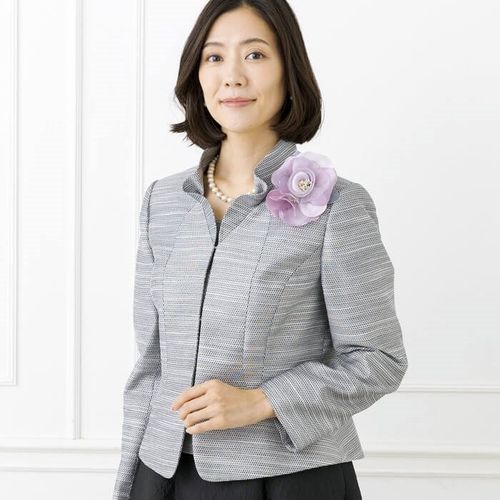 M&KYOKO 生地ジャケット 花柄ジャカード 軽やかな花柄ジャカードジャケット 9号・ブロンズ｜東京ソワール