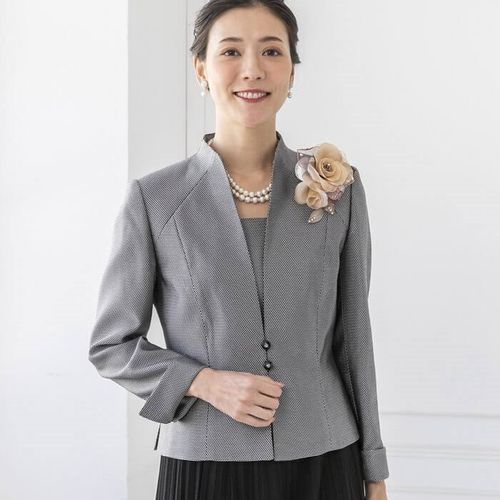 M&KYOKO 生地ジャケット 花柄ジャカード 軽やかな花柄ジャカードジャケット 9号・ブロンズ｜東京ソワール