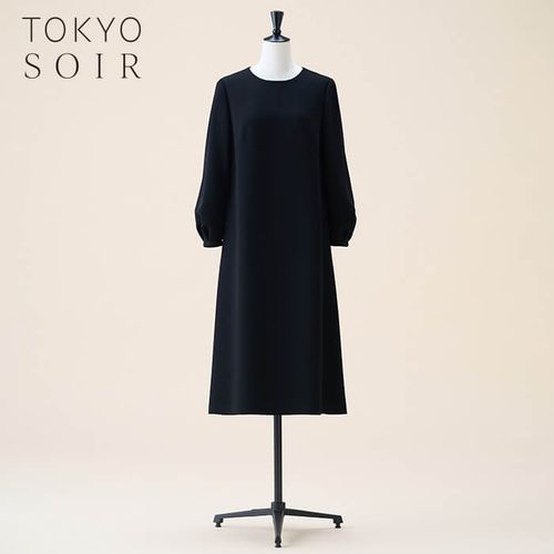 洗える｜シワになりにくいロングワンピース 9号・ブラック｜東京