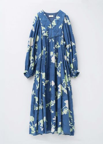 Cotton Jacquard Marigold Print Shirring Dress | Pasand by ne