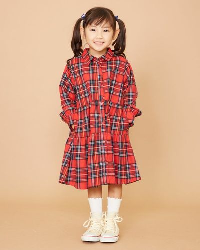 GIRLSギンガムチェックシャツワンピース | ゴールデンベアストア