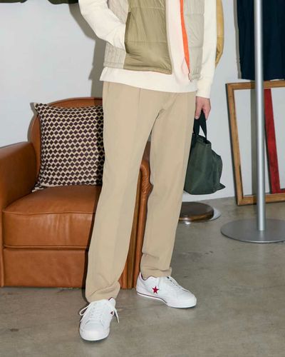 新品1piu1uguale3GOLF/センタークリーススラックス/ベージュ4 スラックス メンズ ストレッチ センタープレス センタークリース