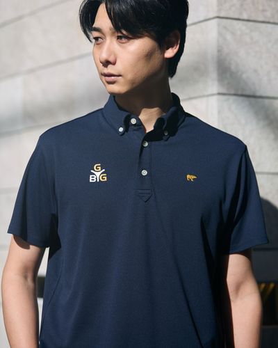 GB GOLFGBGストライプポロシャツ/TIGERSコラボレーション | ゴールデン