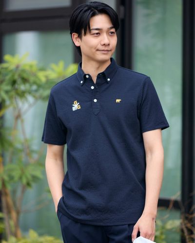 GB GOLFGBGストライプポロシャツ/TIGERSコラボレーション | ゴールデン