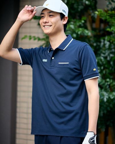 GB GOLFGBGストライプポロシャツ/TIGERSコラボレーション | ゴールデン